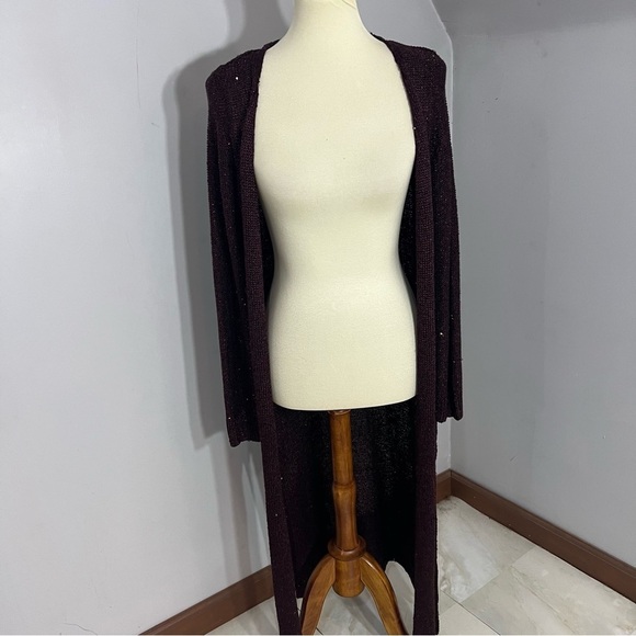 NWT WHBM Burgundy Long Cardigan Whimsigoth Vamp Dark Romance Knit Duster Sweater - Picture 4 of 8